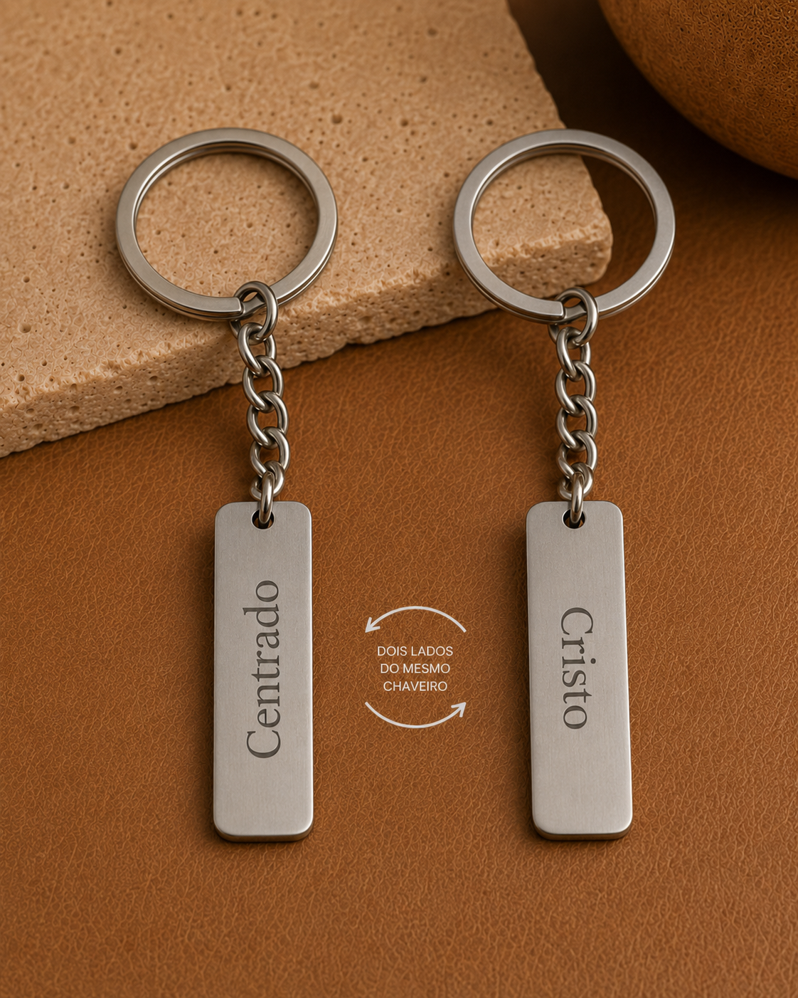 Chaveiro Centrado em Cristo em aço inox